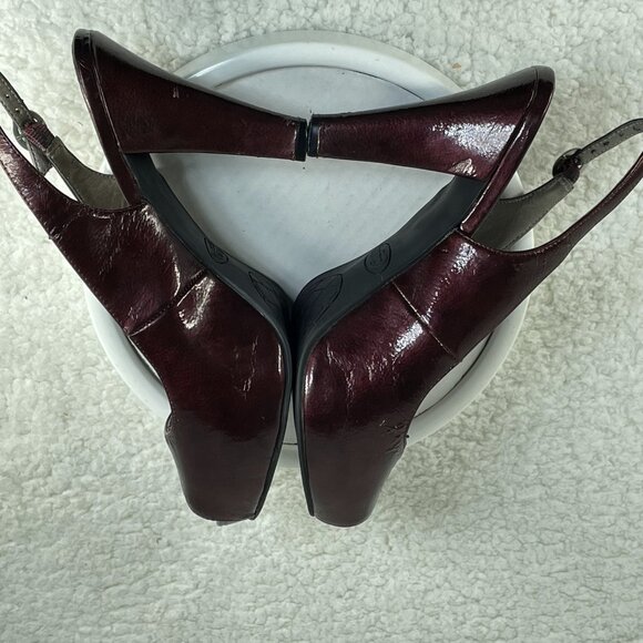Candie's High Heels Womens Sz 8.5 Burgundy Red Slingback Peep Toe 4 Inch Heels - Picture 6 of 8